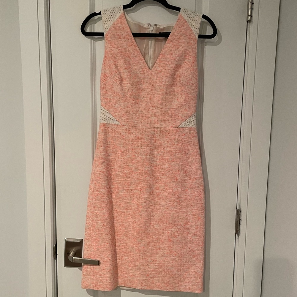 JCREW Texture Portfolio Dress Pink & White Size 2